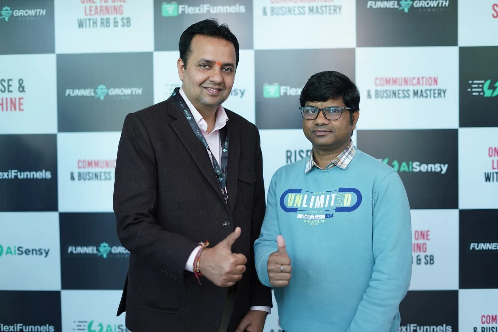 Chandan Kumar with Chetan Setia at the Funnel Growth Summit 2024, Delhi