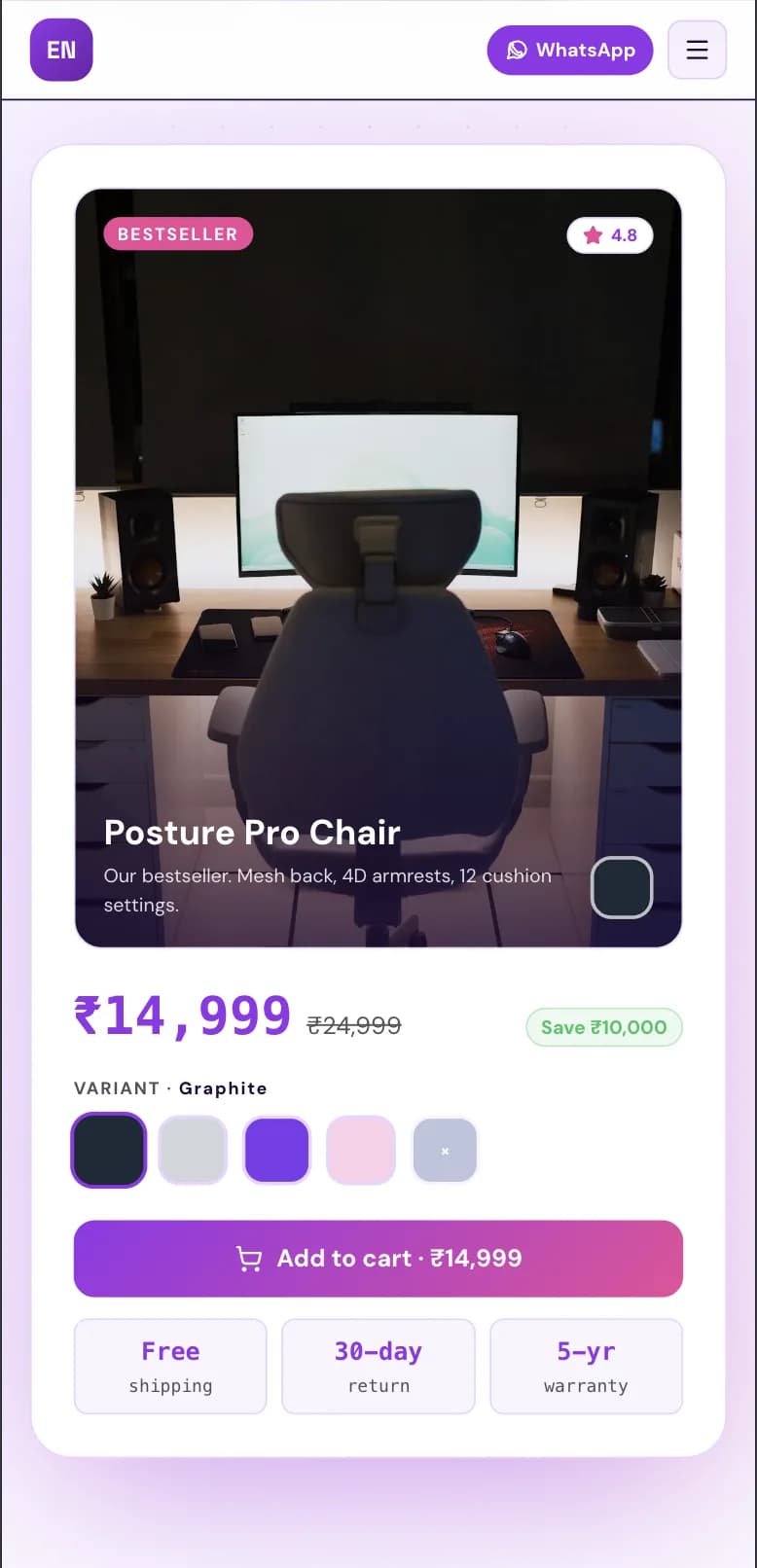 D2C & E-commerce website — mobile view