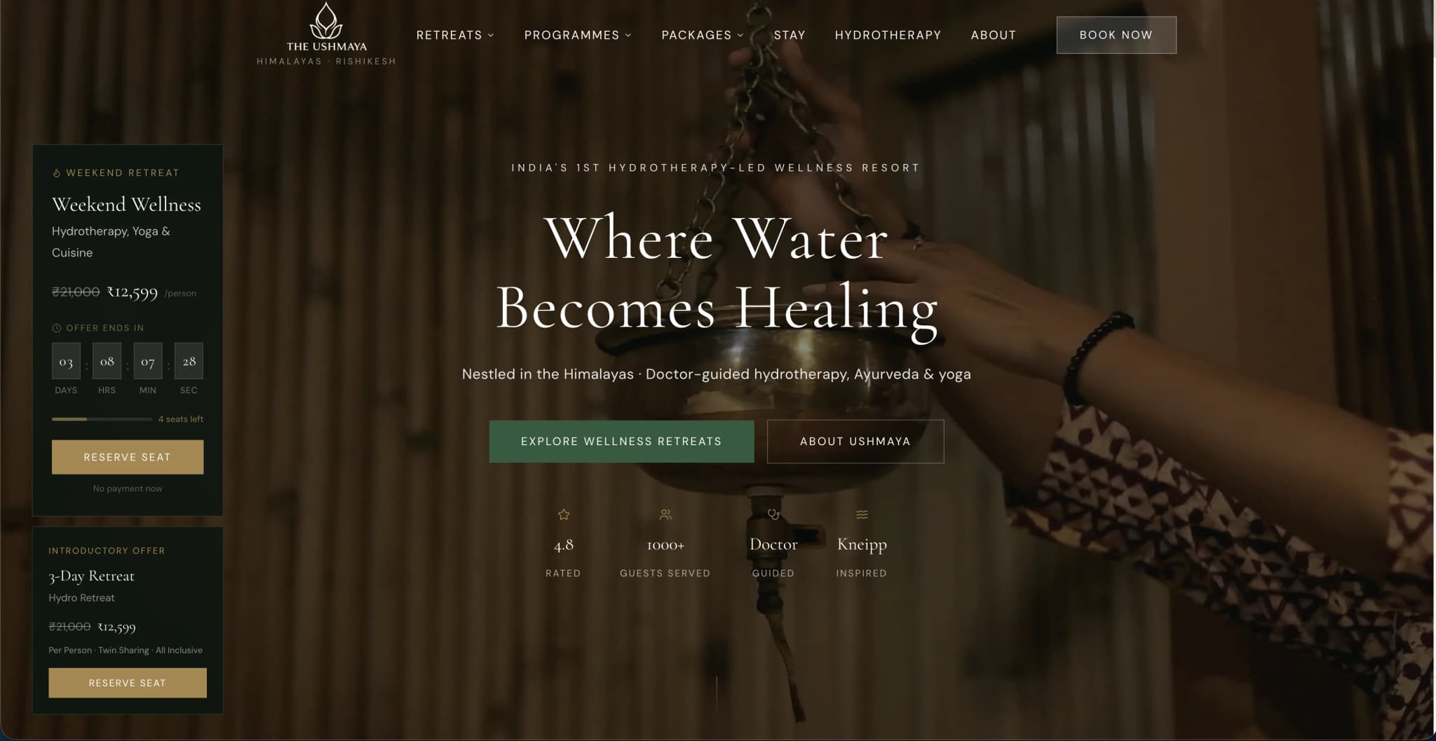 Wellness & Ayurveda website — desktop view