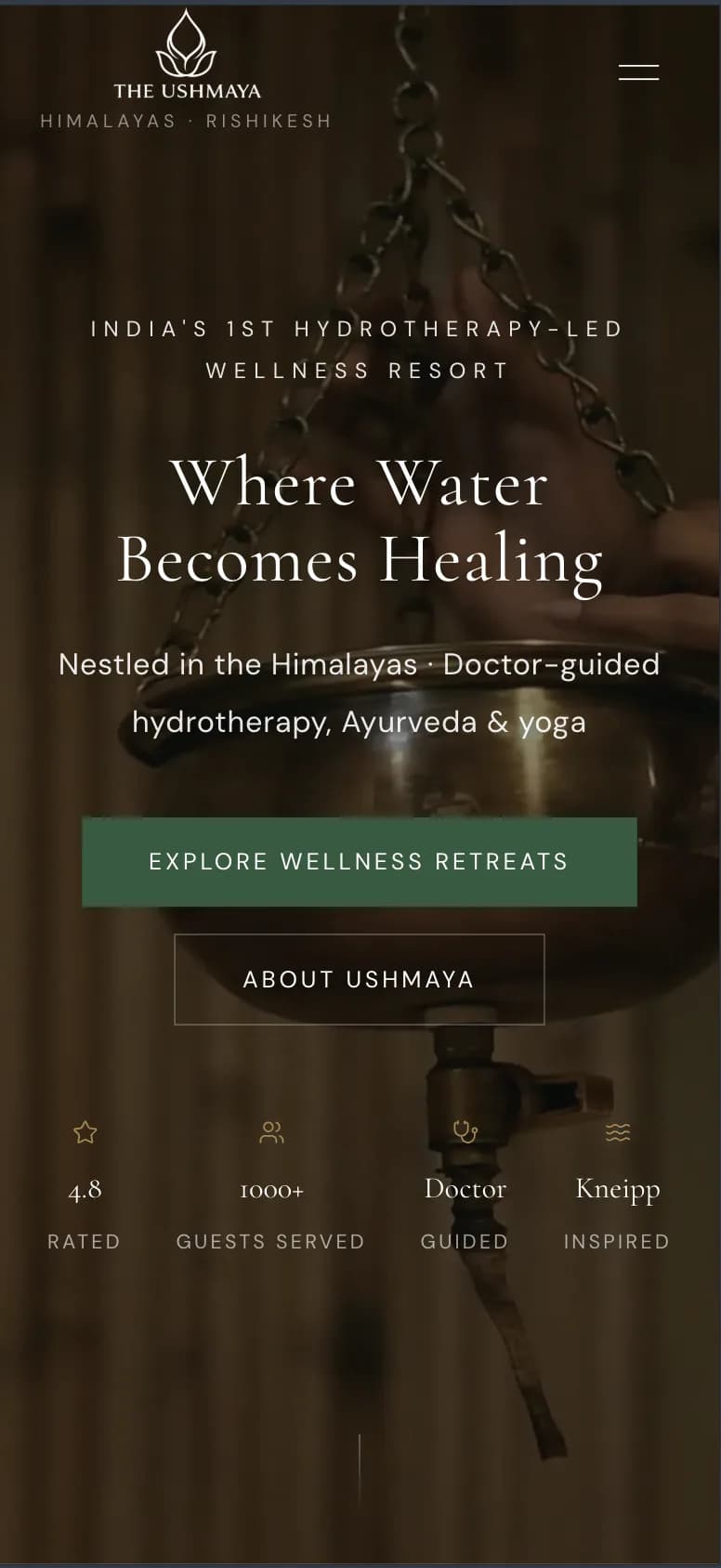 Wellness & Ayurveda website — mobile view