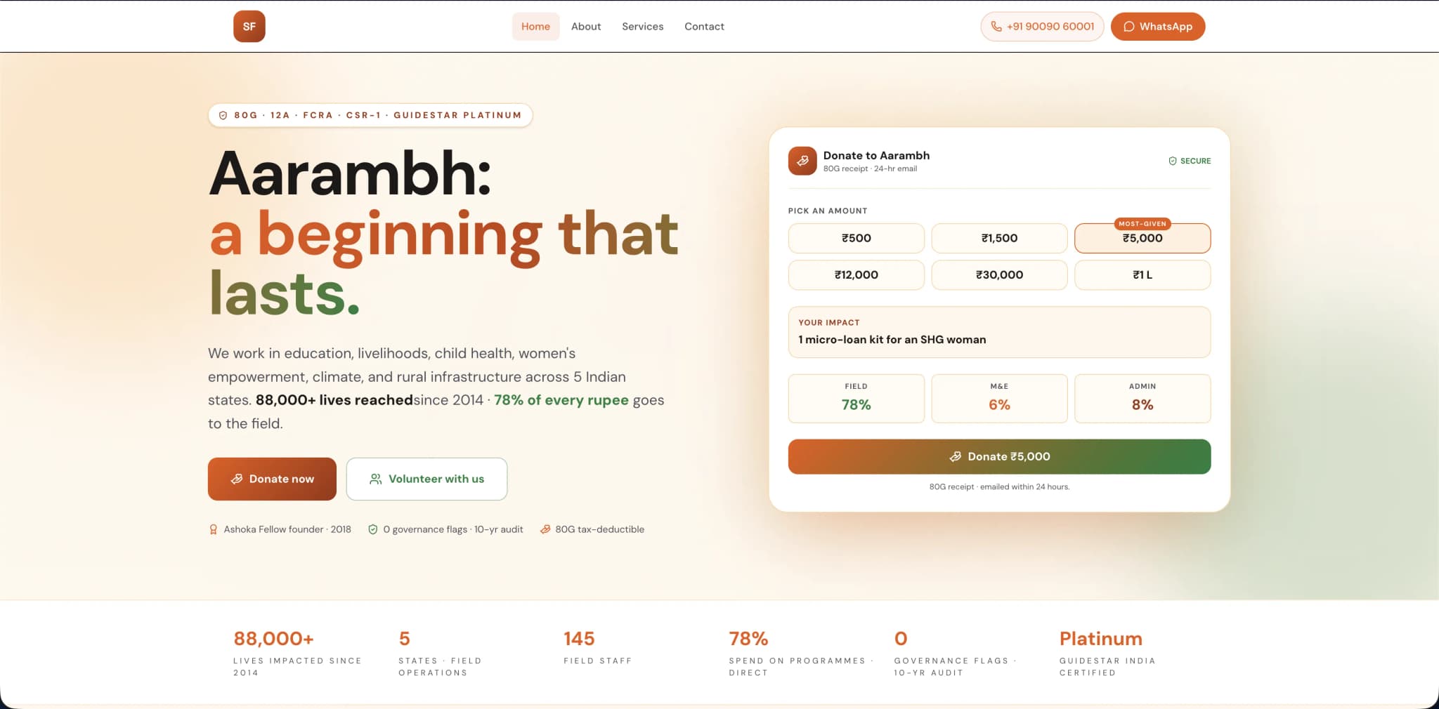 NGO & Non-profit website — desktop view