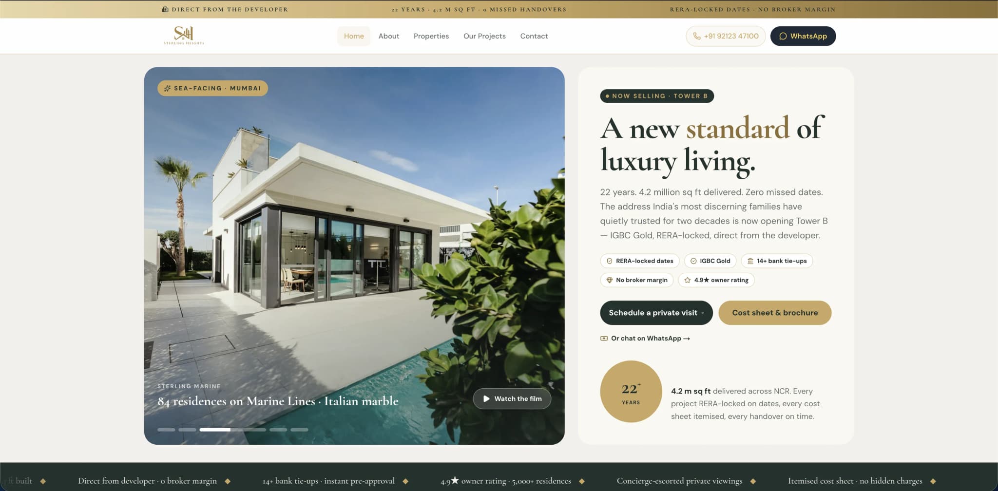Real Estate website — desktop view