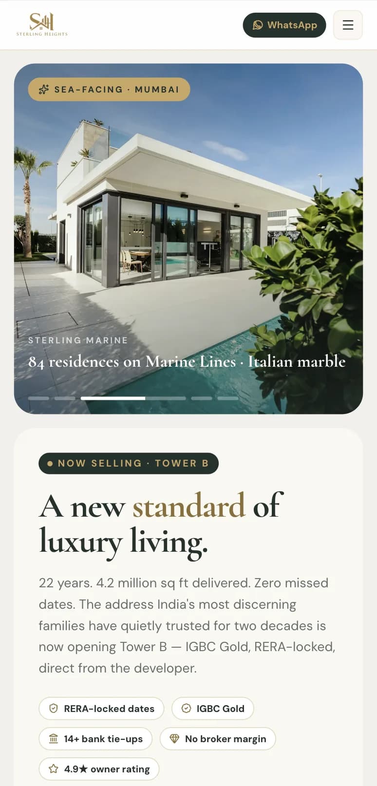 Real Estate website — mobile view